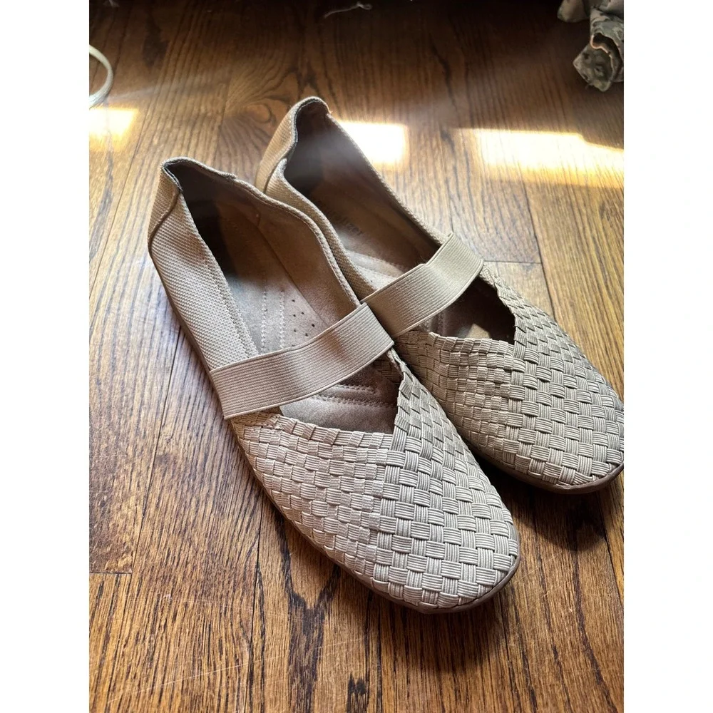Naturalizer Mary Jane Flats 9 Woven Leather Comfort Work Neutral Ballet Shoes